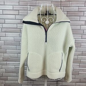 J. Crew polartec fleece 1/2 Zip Pullover Teddy jacket- Cream Womens  Size XS